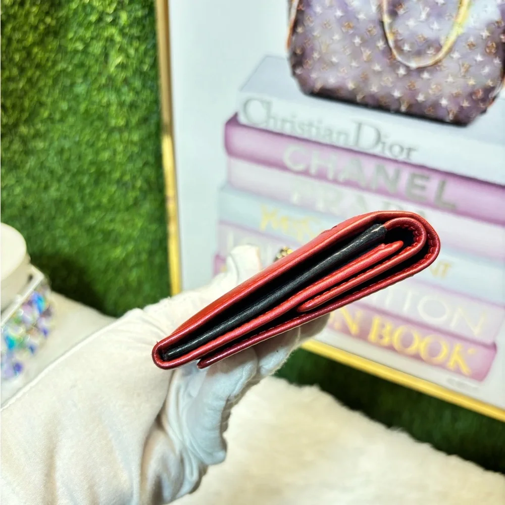 ❤️ Christian Dior Vintage Red Leather Wallet A114U0